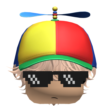 Messy Curly Hair W/ Propeller Hat (Blonde) Roblox item
