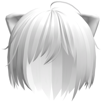 cute messy emo vkei catboy hair in white