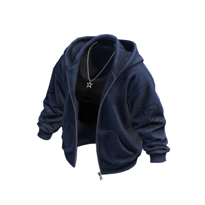 Navy Oversized Zip Up w/ Tank Top