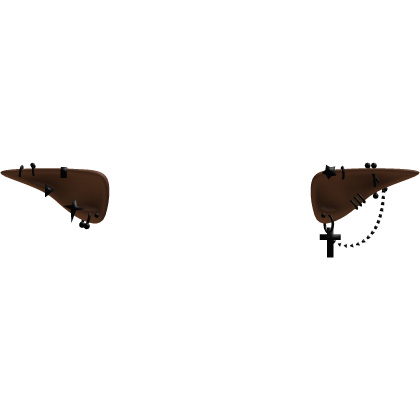 Brown Emo Elf Ears /w Black Piercings