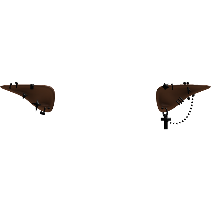 Brown Emo Elf Ears /w Black Piercings