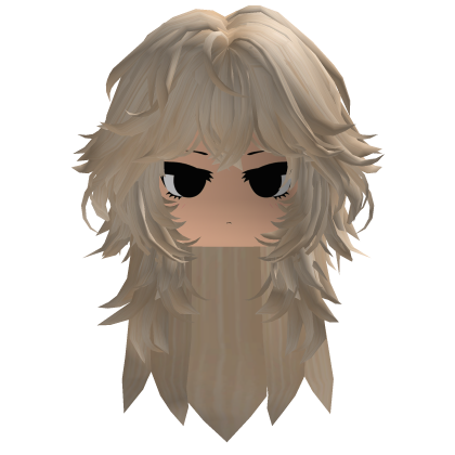 Blonde Messy Anime Girl Hair w/ Emo Cute Face Roblox item