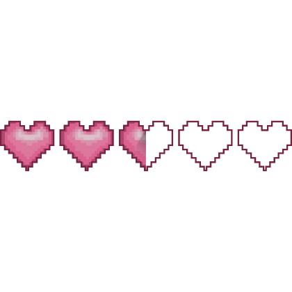 Pink Damaged Pixel Heart Health Bar