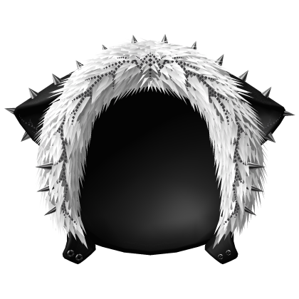 emo rhinestone white fur hood w ears gothic black Roblox item