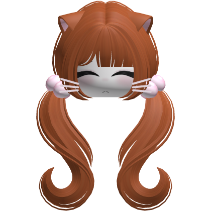 ♡ moe face wavy pigtails w cat ears (ginger)