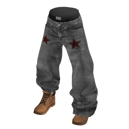 LAYERED BAGGY JEANS WITH BOOTS GREY Roblox NoFilter
