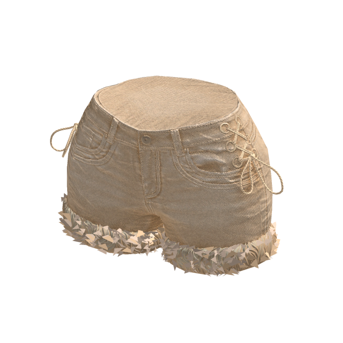 Cream Y2K Fur Trim Denim Shorts