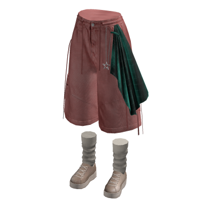 Baggy Shorts with Side Drape (Pink)
