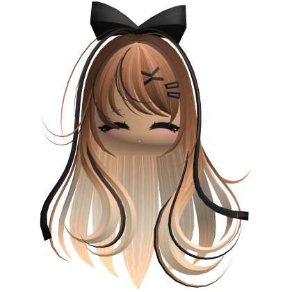Beautiful Girl with Long Hair, Cute Bow & Lashes
