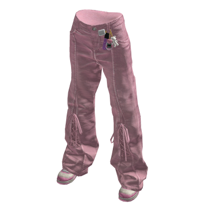 Pink Baggy Cargo Pants with Keychain 🫐