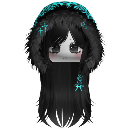 Cyan Leopard Hood Girl Black