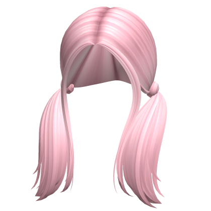 -',ৎ Straight Shaggy Preppy Pigtails in Pink