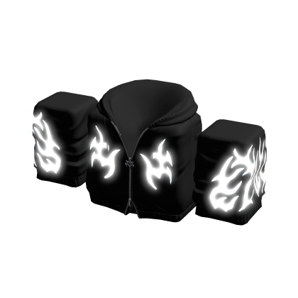 Glowing/Emissive Black Y2K Flame Zip Up Hoodie