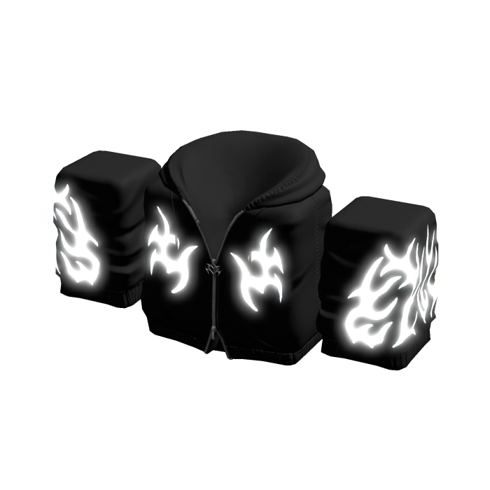 Glowing/Emissive Black Y2K Flame Zip Up Hoodie
