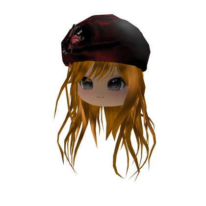 Blonde Straight Hair W/ Beret & Chibi Face Roblox item