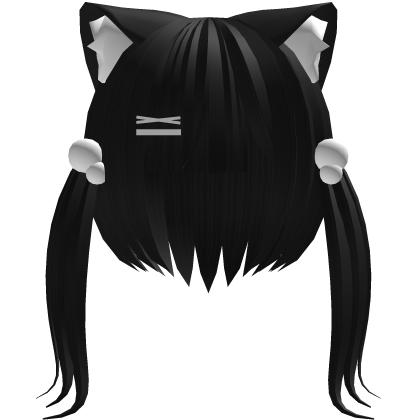 kawaii adorable kitty ears pigtails cute (black) Roblox item