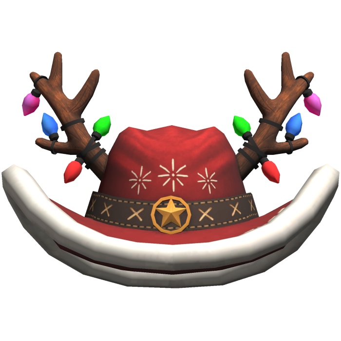 Santa Cowboy Hat with Reindeer Lights