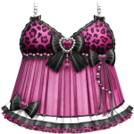 Gyaru Leopard Ruffle Bow Ribbon Dress Pink Black
