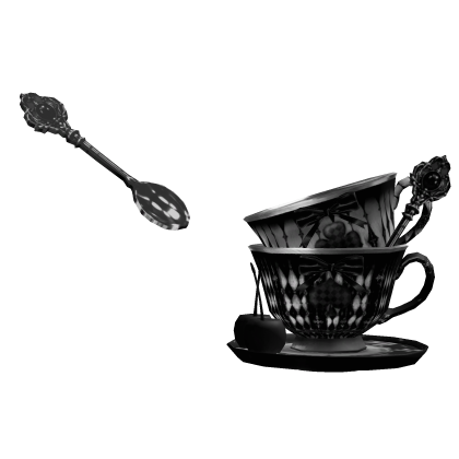 Emo Gothic Teacup and Spoon Black