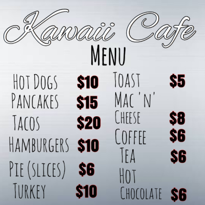 Kawaii Cafe menu | BloxBurg Roblox decal