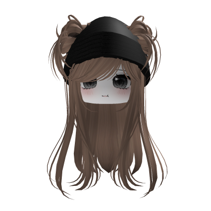 cabelo menina fofa com toca preta Roblox item