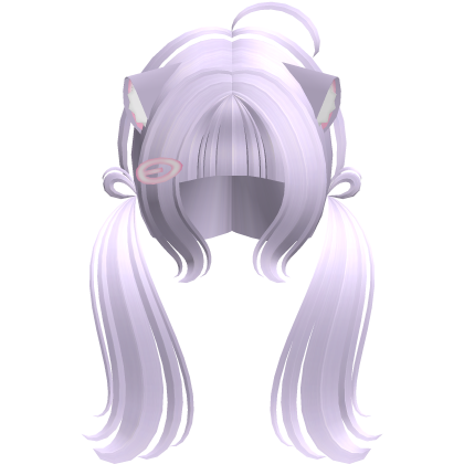 Cute Kitty Pigtails w/ Ears And Clip (Lavander)