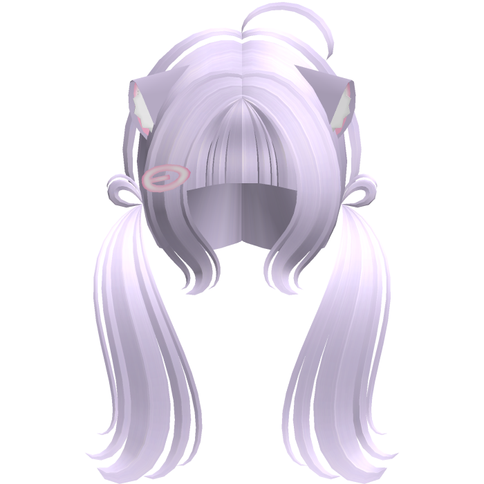 Cute Kitty Pigtails w/ Ears And Clip (Lavander)