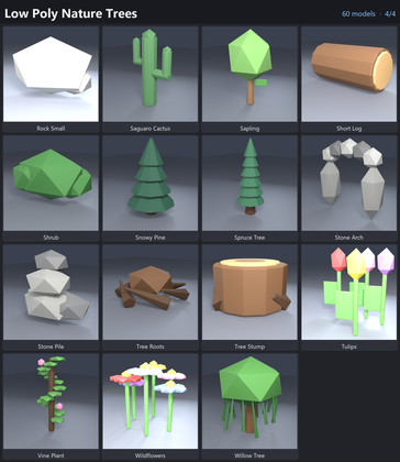 Low Poly Nature Trees Rocks Bushes Forest x60 preview 4