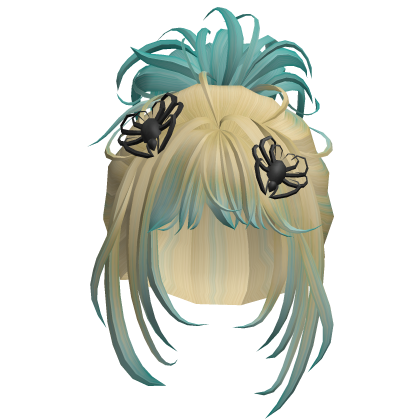Butterfly Clip Bun Hair - Blonde & Teal