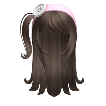 🍀Swirly Hair w Headband(Brown&Pink) Roblox item