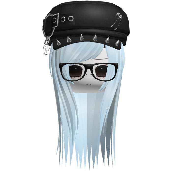 Vkei Moe Light Cyan Long Scene Hair /w Punk Hat