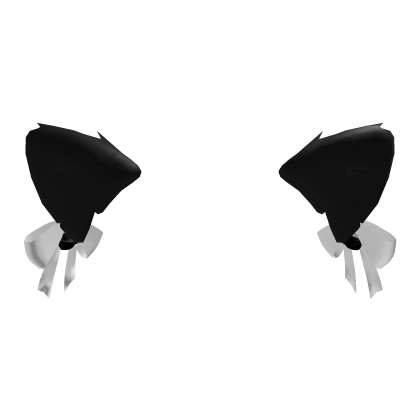 Cute Black Cat Ears w/ White Ribbon