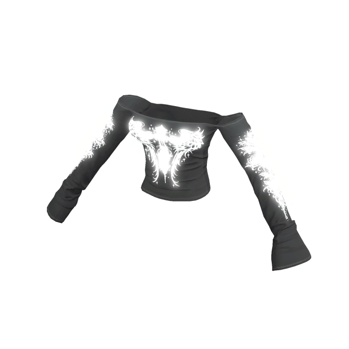 ✦ Y2K Tattoo Glowing Emissive Off Shoulder Top ✦