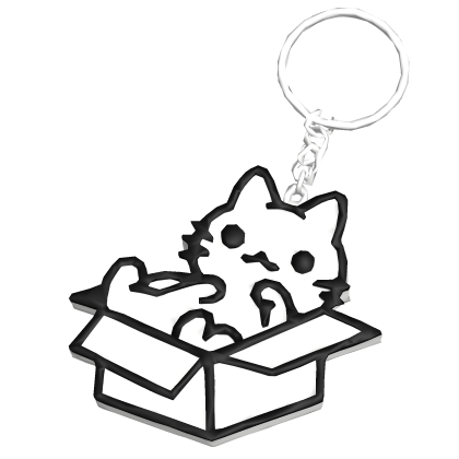 Cute White Cat In Box Keychain