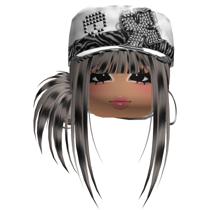 Gyaru Side Bun Hair w/ Zebra Cap & Earrings