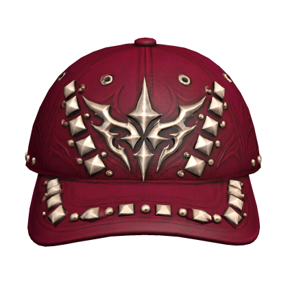 Burgundy Red Thrifted Studded Hat