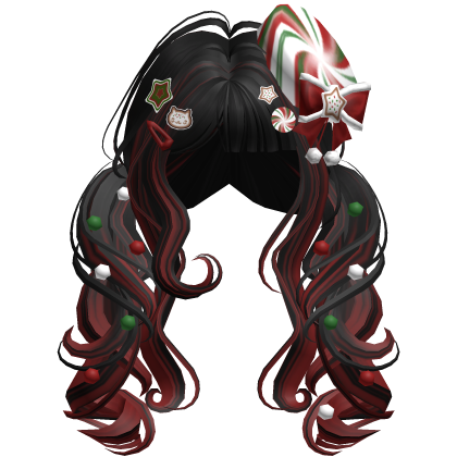 ♡ Christmas Peppermint Pigtails (Black & Red)