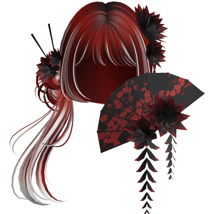 Side Ponytail w/ Cherry Blossoms & Fan
