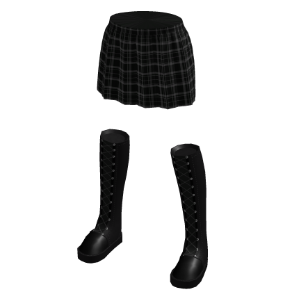 Plaid Punk Skirt Boots