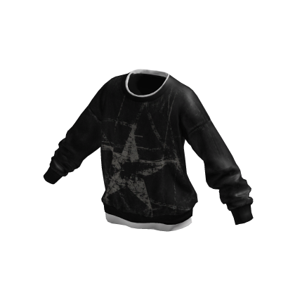 Black Layered Star Sweatshirt and T-shirt Combo