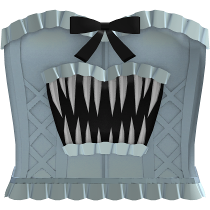 blue emo gothic ruffled monster teeth corset 