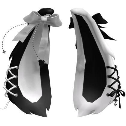 Lolita Cute Bunny Ears Ribbon | Black & White Duo  Roblox item