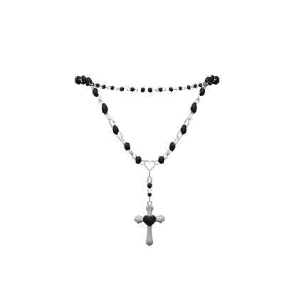 3.0 black heart cross rosary necklace ♡ | Roblox Item - Rolimon's