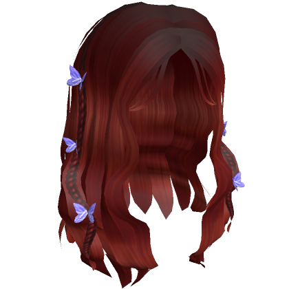 Roblox Item Wavy Y2K Cute Butterfly Clips Hair Red