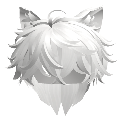 Roblox Item Messy Anime Hair w/ Cat Ears in White