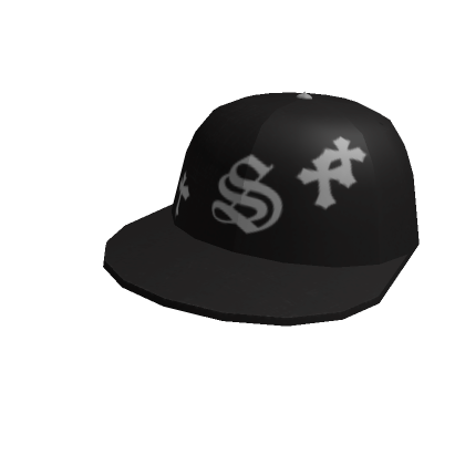 Y2K Baseball Cap With White Crosses 1.0 (Black) | Roblox Item - Rolimon's