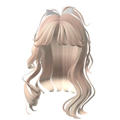 Curly Blonde Half Up Hairstyle with Bow | Roblox Item - Rolimon's