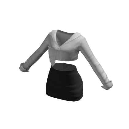 White crop shirt with black miniskirt | Roblox Item - Rolimon's