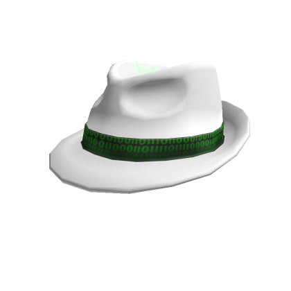 Roblox Item Binary Banded  Boss White Hat 
