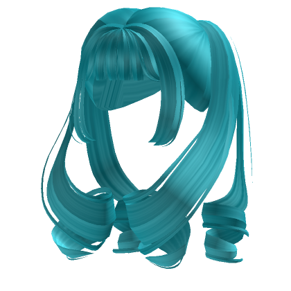 Roblox Item Cute Fairy Curly Twirl Pigtails (Teal)